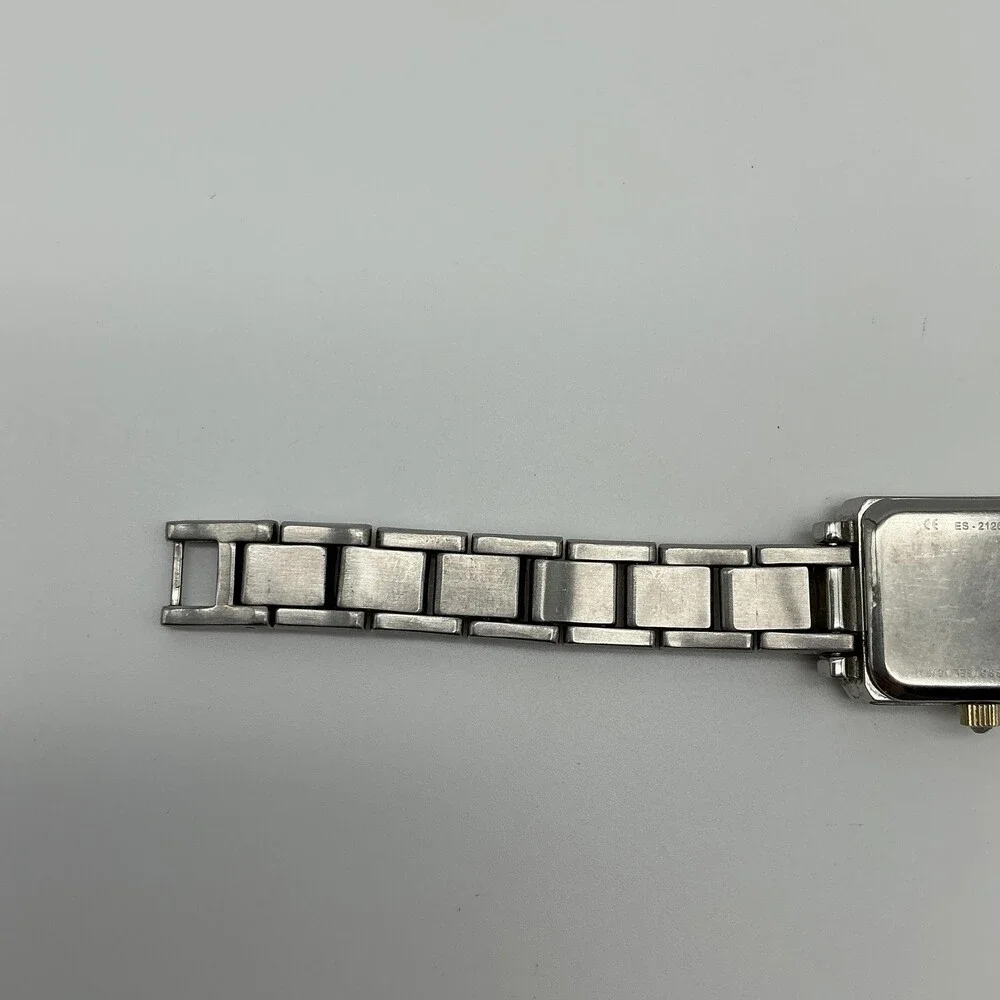 Fossil ES-2123 Womens Watch 20mm Silver Two Tone Crystal New Battery 5.75